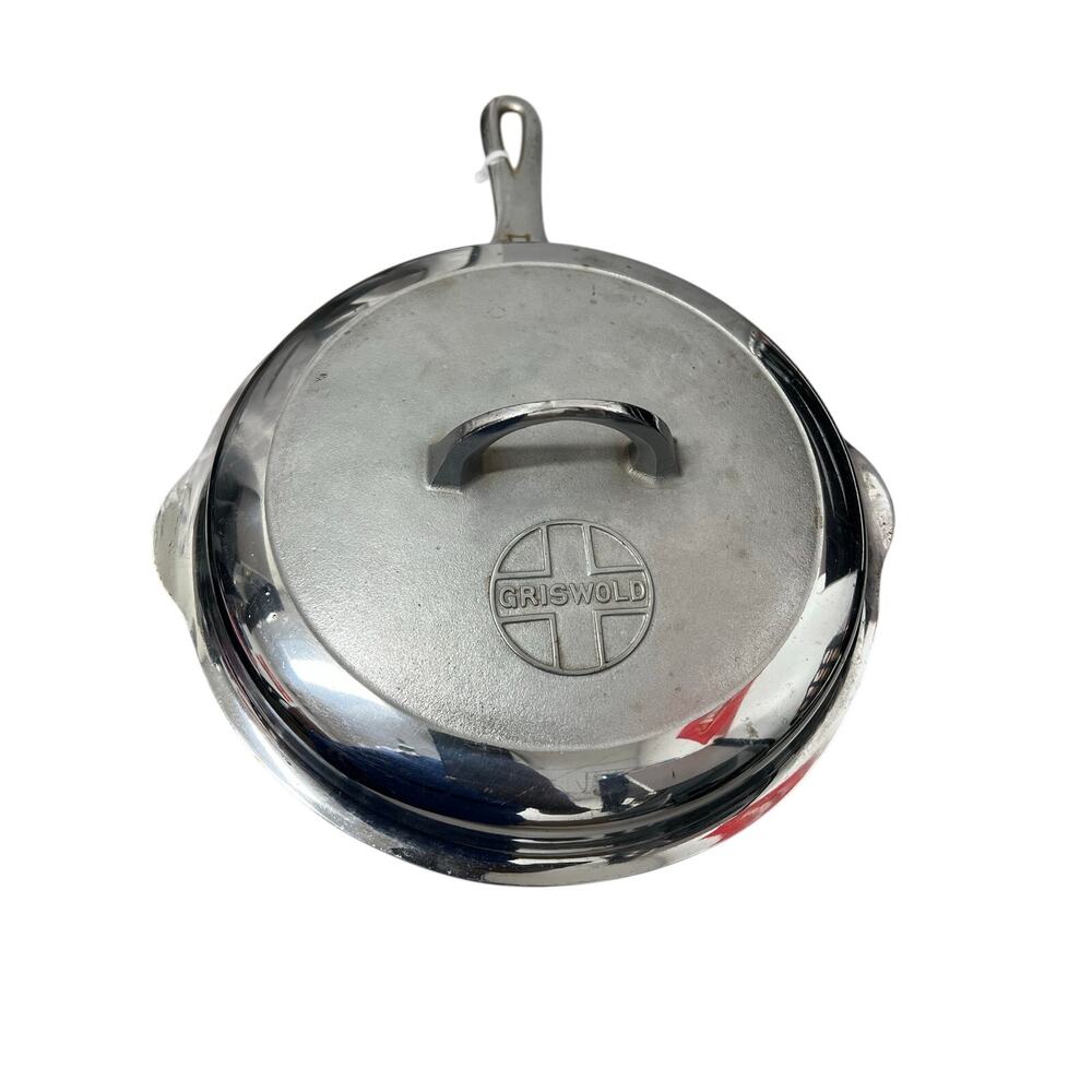 Vintage Griswold No 8 Chrome Cast Iron Chicken Fryer 777 Lid 1098B